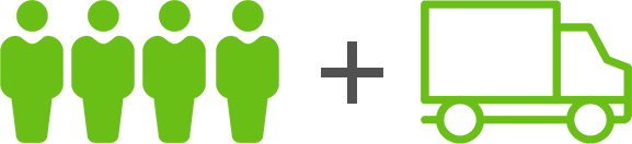 Four Individuals and a Truck Icon